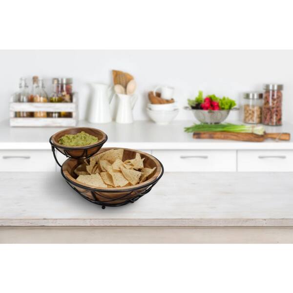 Gourmet Basics by Mikasa - Holtz Chip and Dip with Antique Black Wire Stand