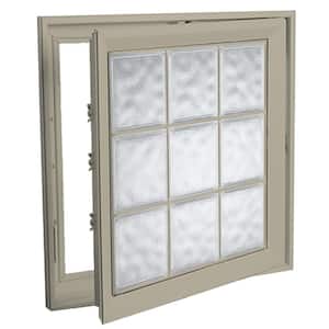 21 in. x 21 in. Right-Hand Acrylic Block Casement Vinyl Window with Tan Interior and Exterior