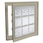 29 in. x 29 in. Right-Hand Acrylic Block Casement Vinyl Window with Tan Interior and Exterior
