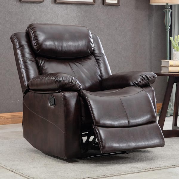 Pu Leather Manual Recliner Chair Brown, Dark Brown Leather Sofa Recliner Chairs