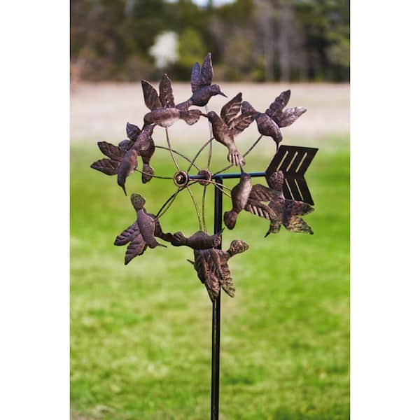 Evergreen Antique Bronze Floating Hummingbirds 32 in. Kinetic Wind Spinner