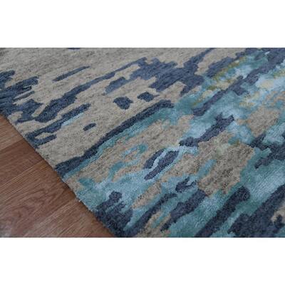 Amer Rugs Vestige Hand-Tufted Wool Blend Blue/Taupe Area Rug 9'x13' 