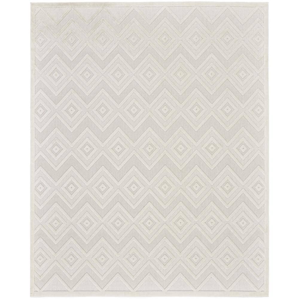 Versatile Ivory White 10 ft. x 14 ft. Diamond Contemporary Indoor Area Rug price history on PriceWatchPro