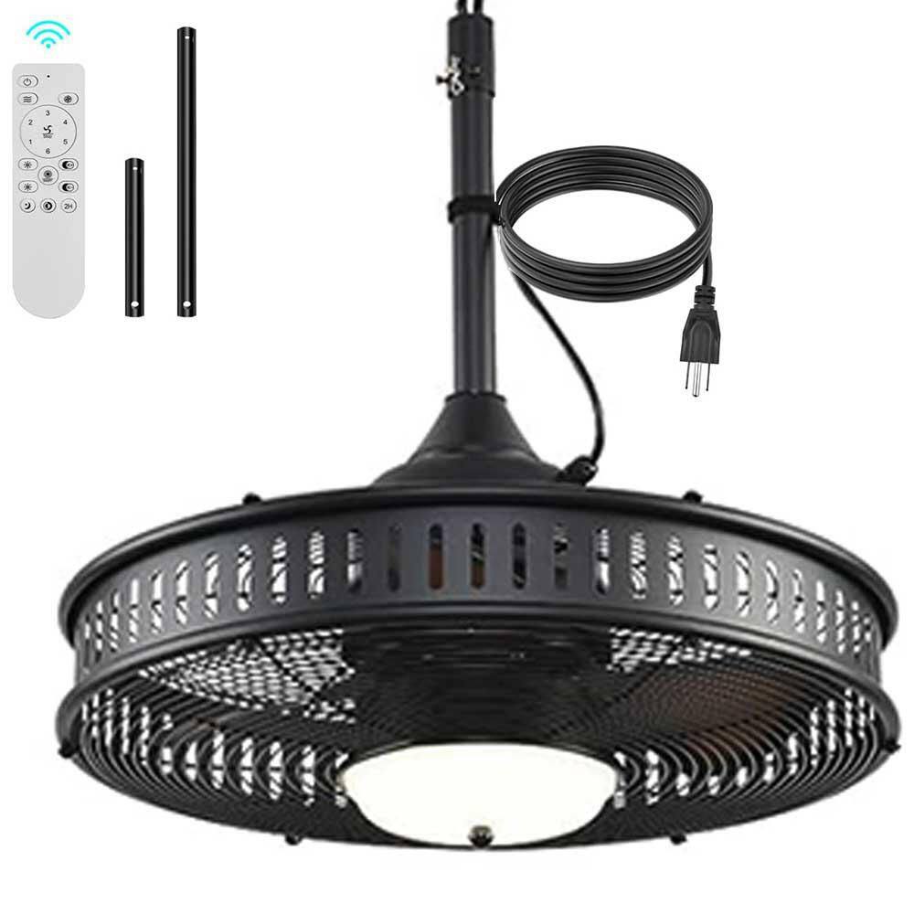 20 in. Black Indoor/Outdoor Downrod Mount Gazebo Ceiling Fan with LED Light 6 Speed IP55 for Gazebos Decks Patios Garage price history on PriceWatchPro