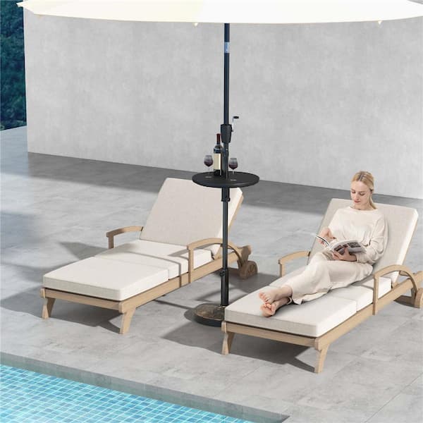 20 in. Patio Umbrella Table with 1.5 in. Umbrella Hole All-Weather Round Table Tray