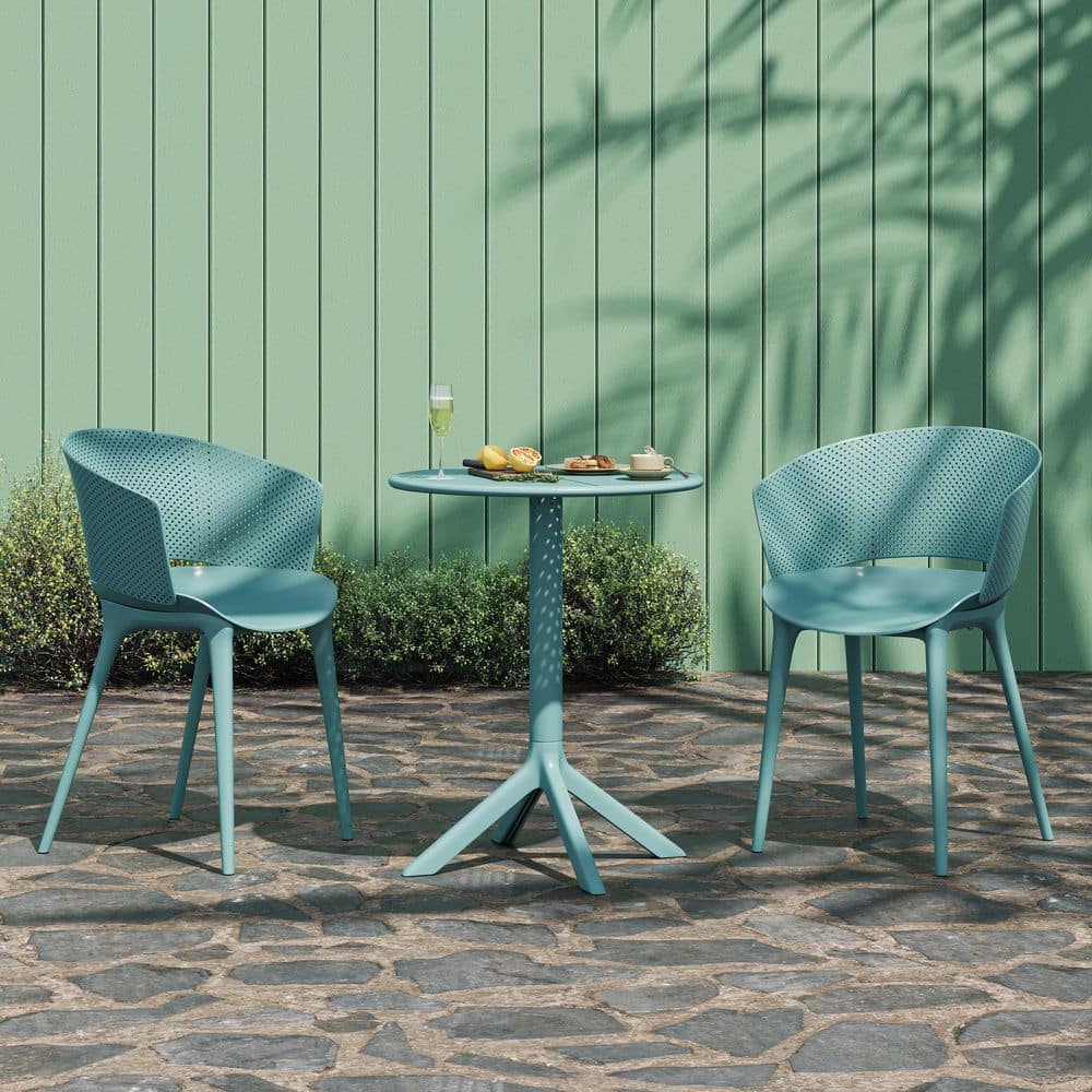CHRISTOPHER KNIGHT HOME Ezra Modern Sky Blue 3-Piece Plastic Patio