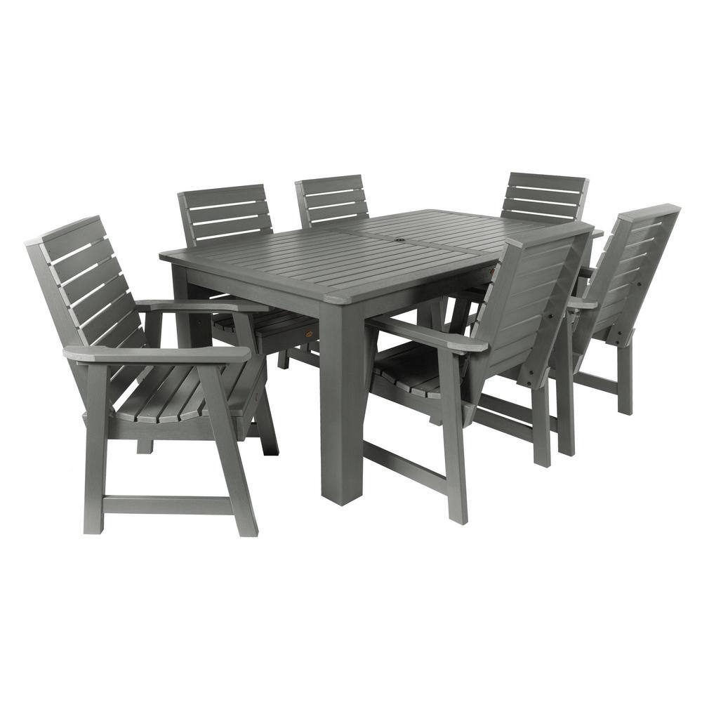 Highwood Weatherly Coastal Teak 7-Piece Recycled Plastic Rectangular ...