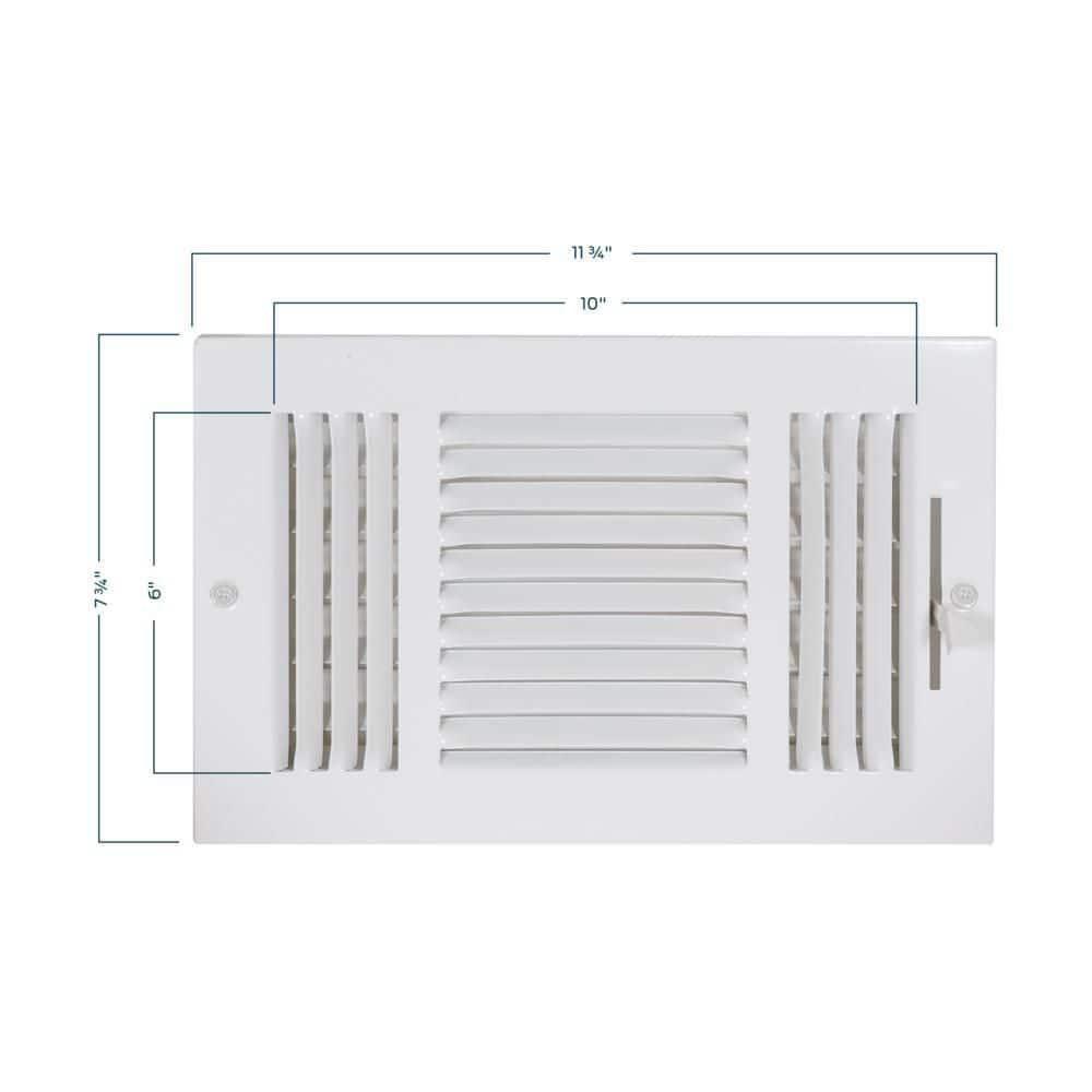 White Powder-Coated Steel Three-Way Ventilation Register
