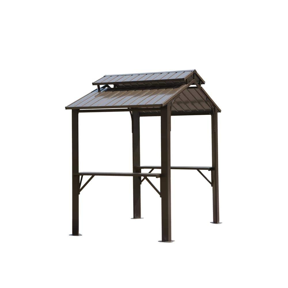 8 ft. x 5 ft.Hardtop Grill Gazebo with Roof,Outdoor BBQ Shelter with Side S