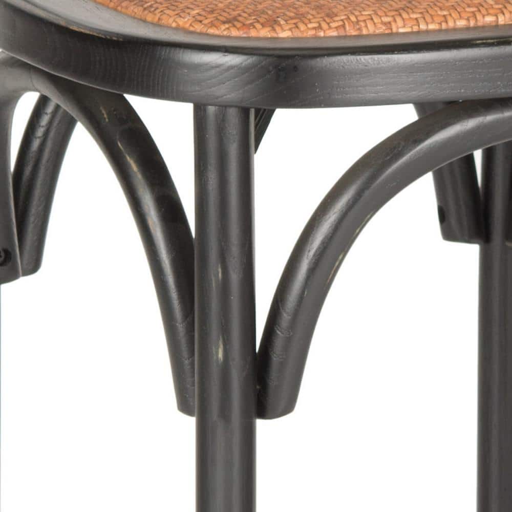 Franklin Black Oak and Rattan X-Back Bar Stool