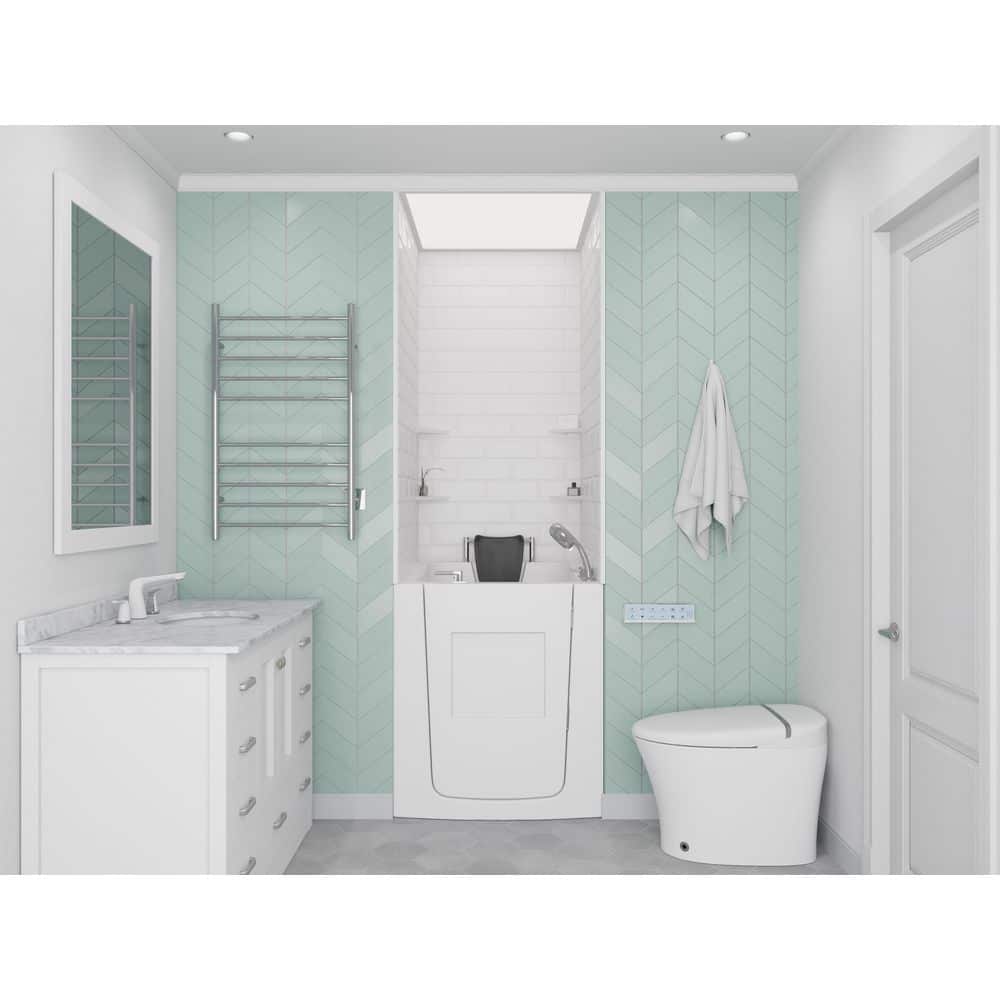 Rampart Wall Series 32 in. x 38 in. Left Side Drain Air Jetted Bathtub in White with 5x10 in. Tile Wall Kit price history on PriceWatchPro