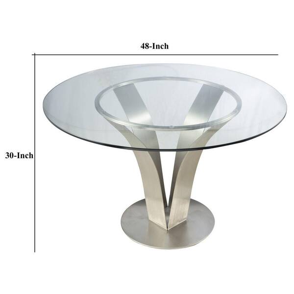 Round Chrome Glass Top Dining Table, Round Dining Table With Glass Top Chrome Base