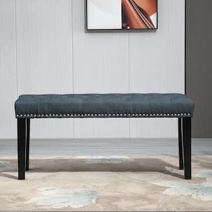 38 in. Navy Upholstered Bench