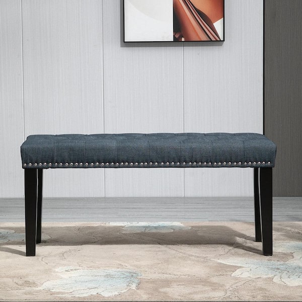 Maypex 38 in. Navy Upholstered Bench