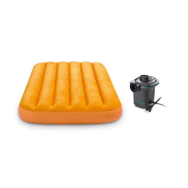 Intex 120-Volt Quick Fill AC Electric Air Pump and Twin Kidz Inflatable Air Bed Mattress