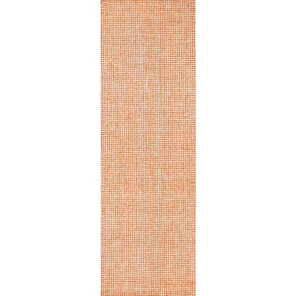 Unbranded London Orange/Ivory 3 ft. x 8 ft. Solid/Tweed Wool Runner Rug