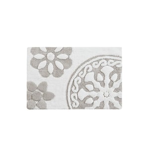 20 in. W x 30 in. L Medallion Taupe Cotton Tufted Bath Rug