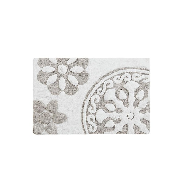 Jeedeson 20 in. W x 30 in. L Medallion Taupe Cotton Tufted Bath Rug