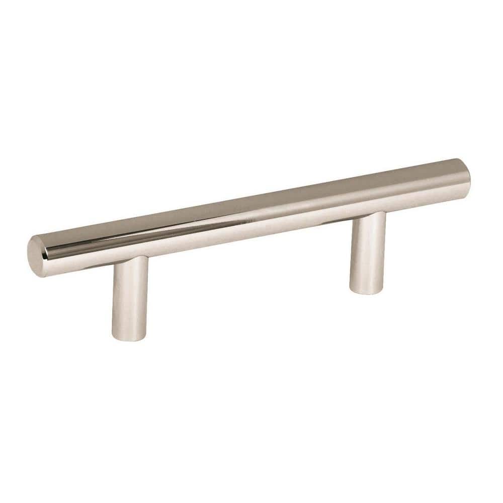 Bar Pulls 3 in. (76mm) Modern Polished Nickel Bar Cabinet Pull (10-Pack)