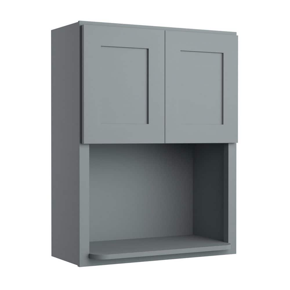 Shaker 27 in. W x 12 in. D x 36 in. H Plywood Ready to Assemble Microwave Wall Kitchen Cabinet with Doors in Gray price history on PriceWatchPro