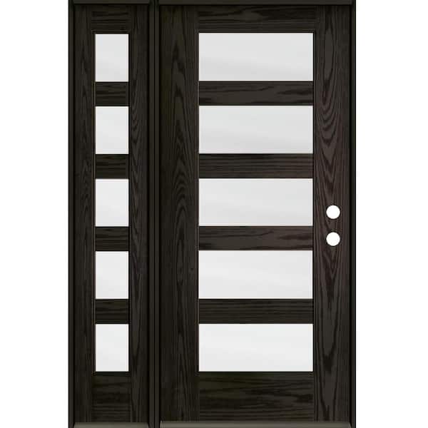 Krosswood Doors ASCEND Modern 50 in. x 80 in. 5-Lite Left-Hand/Inswing Satin Glass Baby Grand Stain Fiberglass Prehung Front Door/LSL