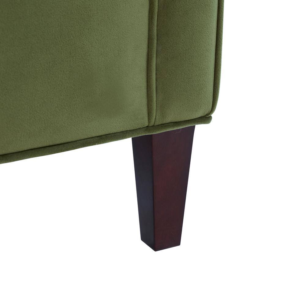 Questa Green Velvet Accent Arm Chair with Wood Legs