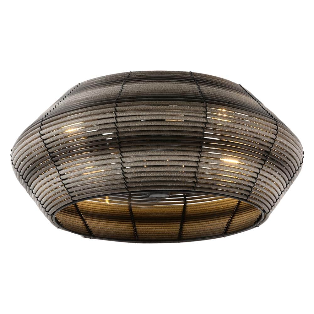 18.9 in. Brown and Black Bohemian Style Flush Mount Caged 6-Spped Ceiling Fan Light with Remote, No Bulbs Included price history on PriceWatchPro