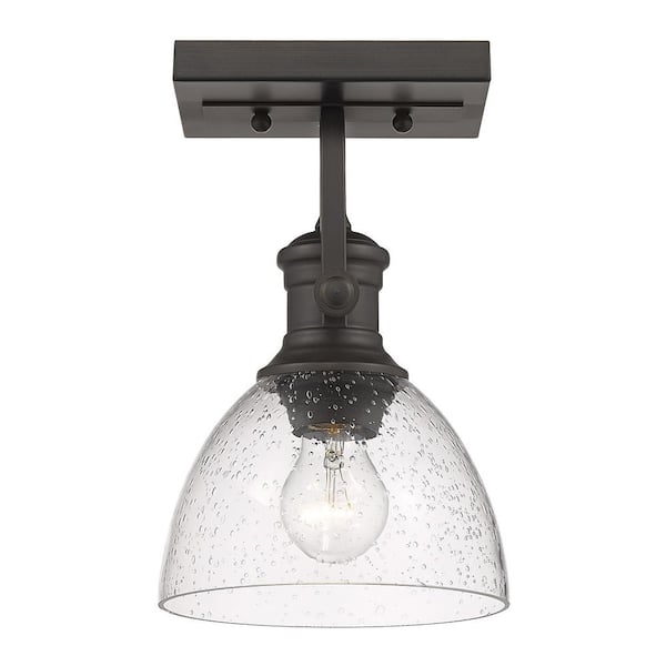 Hines 9.625 in. 1-Light Rubbed Bronze Semi-Flush Mount