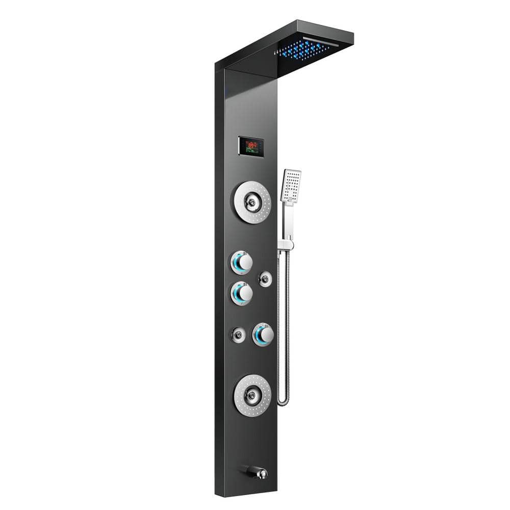 47 in. 6-Jet LED Shower Panel System with Rainfall and Waterfall Modes and 