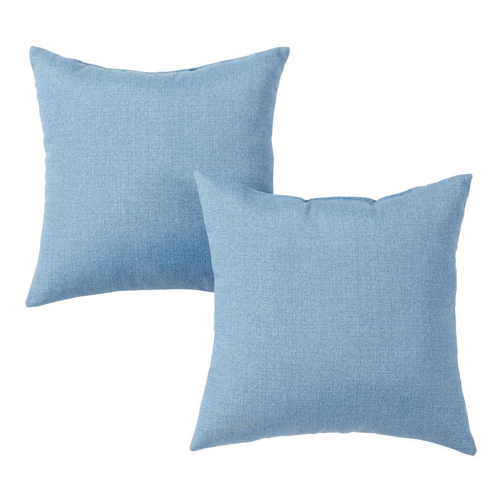 Denim Blue 17" Square Outdoor Throw Pillow Set
