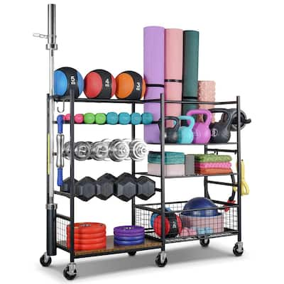 Ball Rack Organizer Holder For Garage - Indoor & Outdoor Large Garage  Sports Equipment Organizer With Baskets, Rolling Wheels & Breaks - Homeitusa