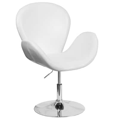Hercules Trestron Series White Leather Reception Chair with Adjustable Height Seat