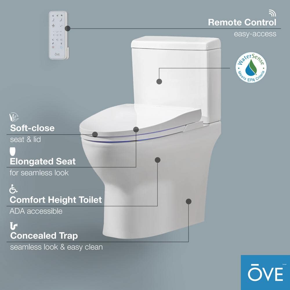 Wilma White High Efficiency Elongated Two Piece Bidet Toilet