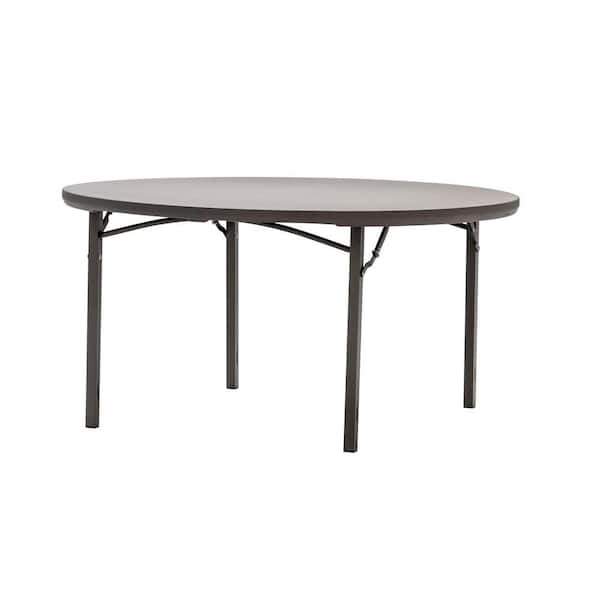 Cosco 60 In Brown Plastic Round, Round Utility Table