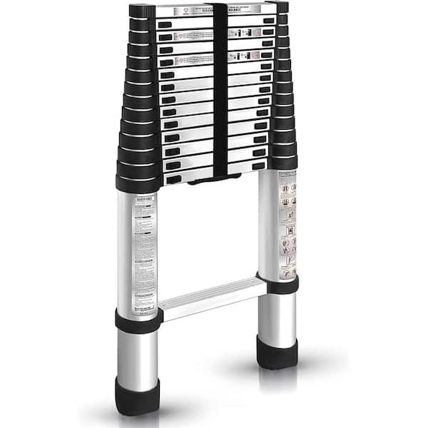Unbranded 14.5 ft. Aluminum Telescopic Ladder with Retractable Design and Non-Slip Steps