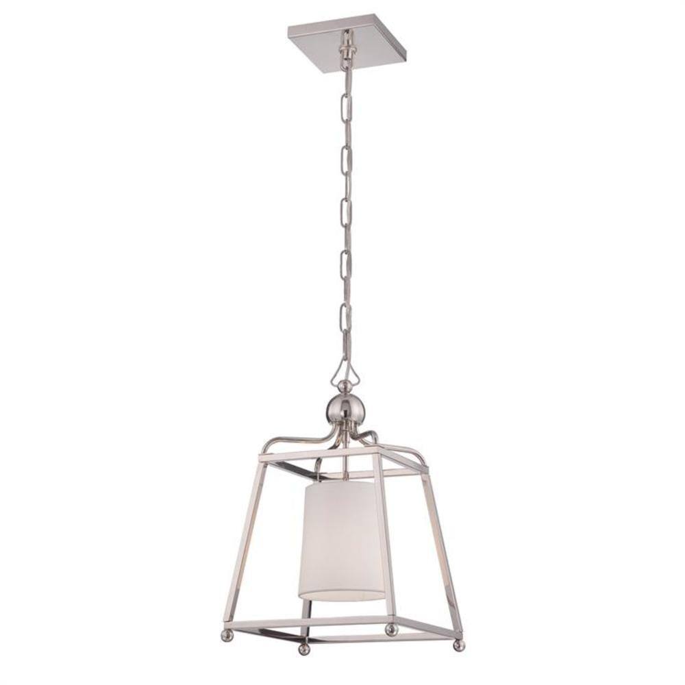 Mini Sylvan Polished Nickel LED Pendant with Ivory Silk Shade