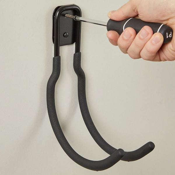 Husky 40 lbs. Heavy-Duty Wall-Mounted Black Vinyl-Coated Steel Utility Hook  with Mounting Hardware 816350 - The Home Depot