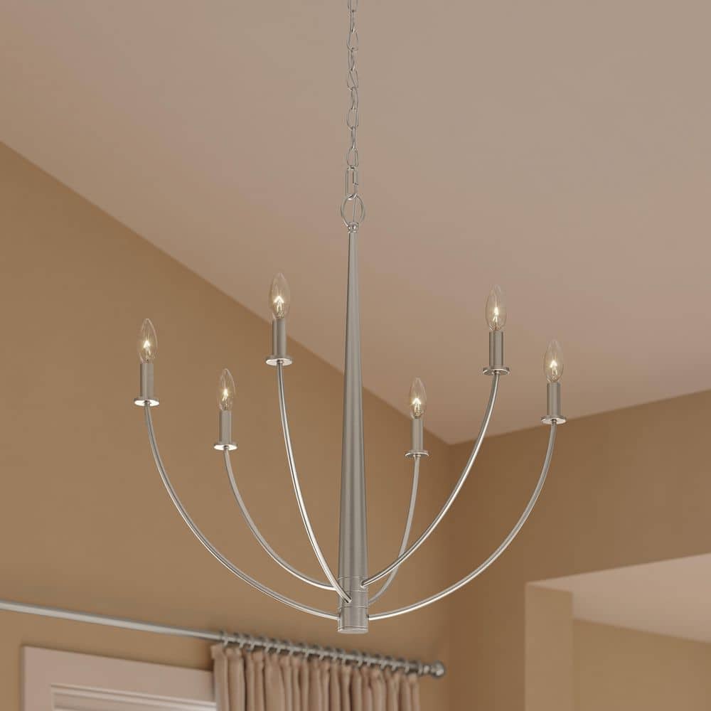 Jheni 60-Watt 6-Light Brushed Nickel Transitional Chandelier price history on PriceWatchPro