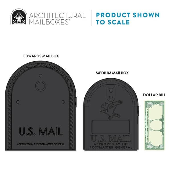 Edwards Large, Steel, Post Mount Mailbox, Black Edwards Large, Steel, Post Mount Mailbox, Black