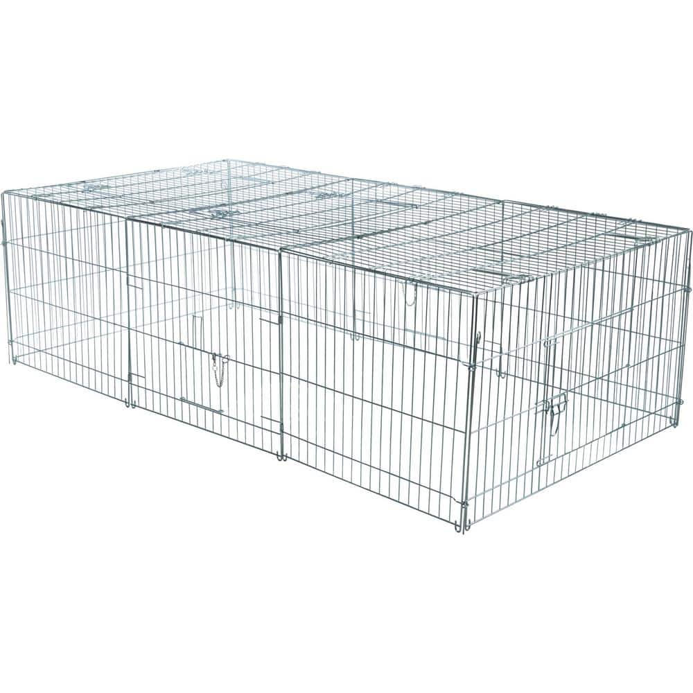 Large Silver Galvanized Metal Outdoor Rabbit Enclosure