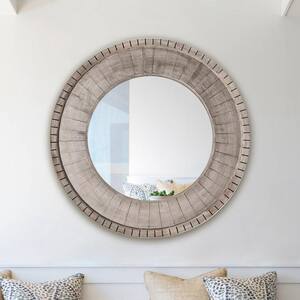 35 in. W x 35 in. H Round Farmhouse Framed Wall Bathroom Vanity Mirror