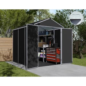 Rubicon 6 ft. x 8 ft. Dark Gray Plastic Garden Storage Shed 45.6 sq. ft.