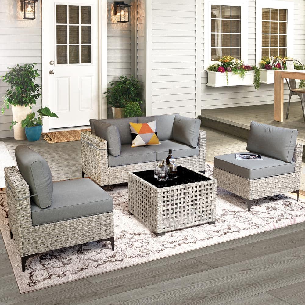XIZZI Apollo 5-Piece Wicker Outdoor Patio Conversation XIZZI Apollo 5-Piece Wicker Outdoor Patio Conversation