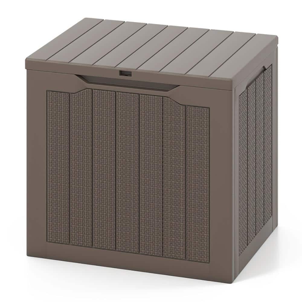 Outdoor Storage Box 25 Gallon Deck Box With Lockable Lid And Wicker-woven Texture For Storage Bin, Side Table Or Bench price history on PriceWatchPro