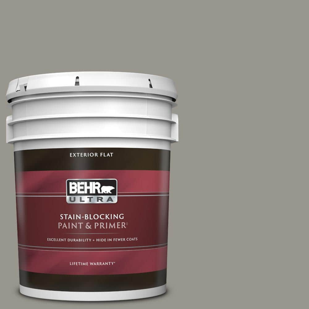 BEHR ULTRA 5 gal. N3604 Battleship Gray Flat Exterior Paint & Primer 485405 The Home Depot