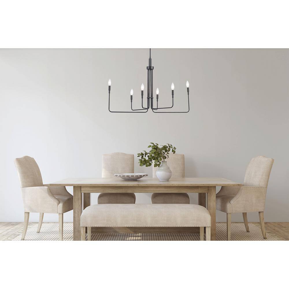 Charlotte 36'' Modern Farmhouse Black Chandelier with Adjustable Height