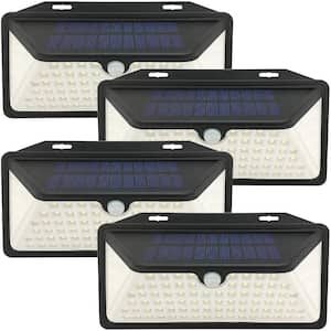 Low Voltage Solar Black Outdoor Light Sensing 100 LED Path Light, Wall Light for Garage, Yard (4-Pack)