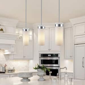 Crosby 1-Light Polished Chrome Mini Pendant Light Fixture with Frosted Glass Shade