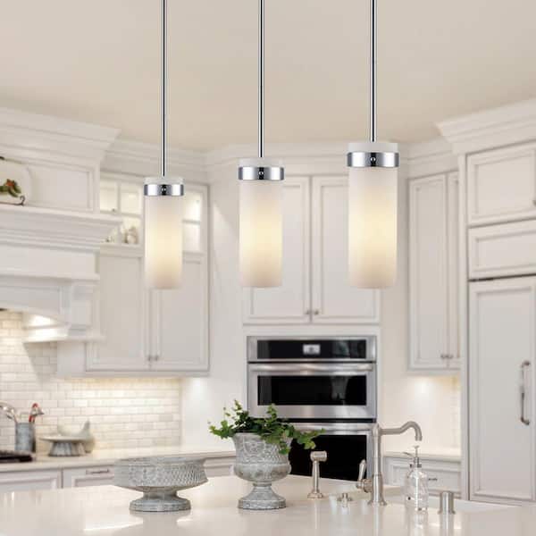 Crosby 1-Light Polished Chrome Mini Pendant Light Fixture with Frosted Glass Shade