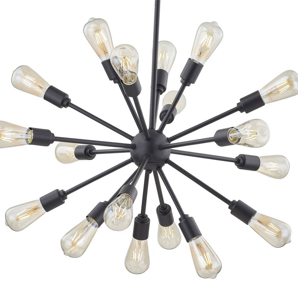 Matte Black 18-Light Metal Sputnik Chandelier